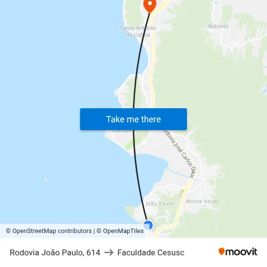 Rodovia João Paulo, 614 to Faculdade Cesusc map