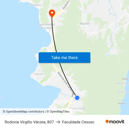 Rodovia Virgílio Várzea, 807 to Faculdade Cesusc map
