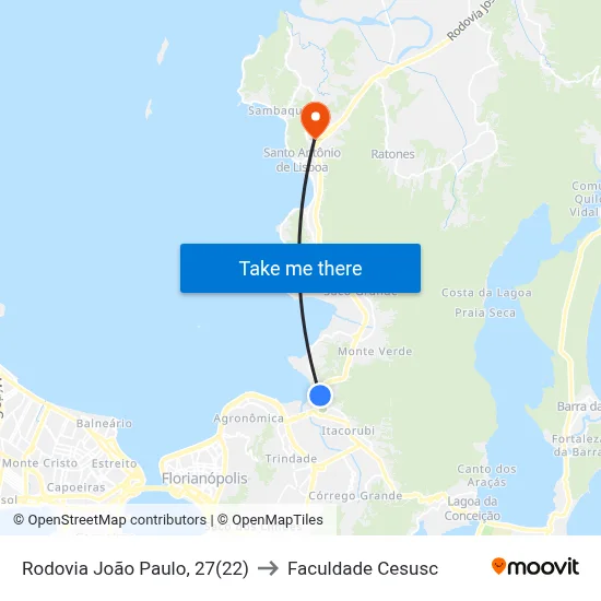 Rodovia João Paulo, 27(22) to Faculdade Cesusc map