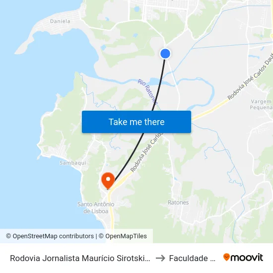 Rodovia Jornalista Maurício Sirotski Sobrinho, 2501 to Faculdade Cesusc map