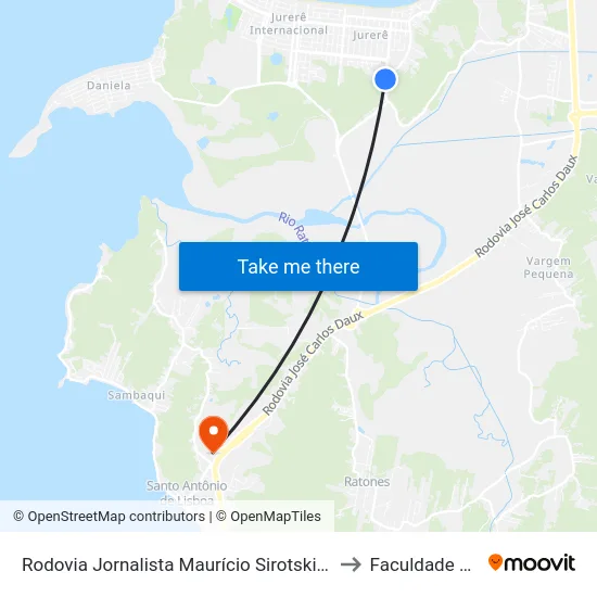 Rodovia Jornalista Maurício Sirotski Sobrinho, 5243 to Faculdade Cesusc map