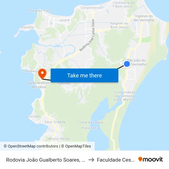 Rodovia João Gualberto Soares, 5857 to Faculdade Cesusc map