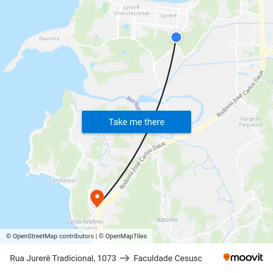 Rua Jurerê Tradicional, 1073 to Faculdade Cesusc map