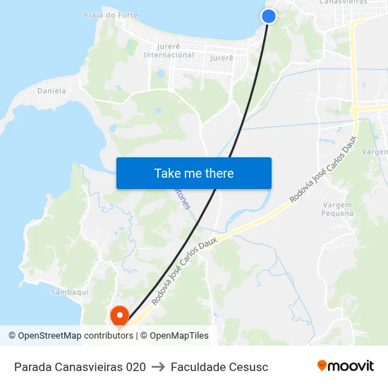 Parada Canasvieiras 020 to Faculdade Cesusc map