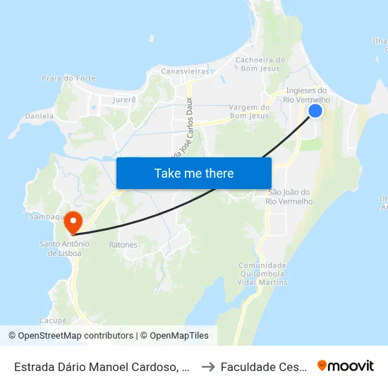 Estrada Dário Manoel Cardoso, 1000 to Faculdade Cesusc map