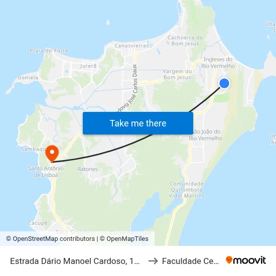 Estrada Dário Manoel Cardoso, 1652 (13) to Faculdade Cesusc map