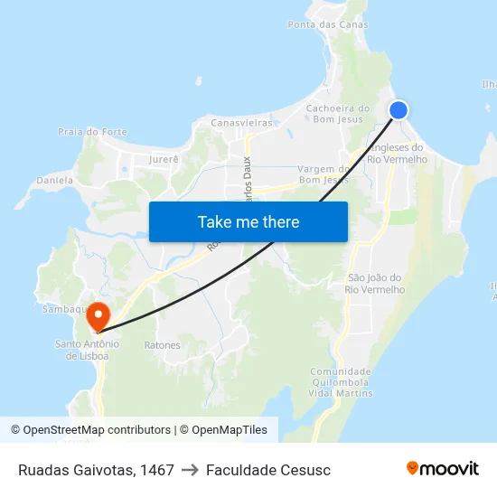 Ruadas Gaivotas, 1467 to Faculdade Cesusc map