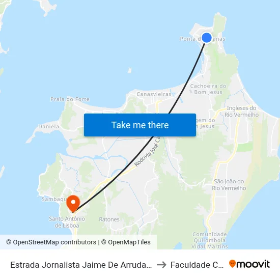 Estrada Jornalista Jaime De Arruda Ramos, 288 to Faculdade Cesusc map