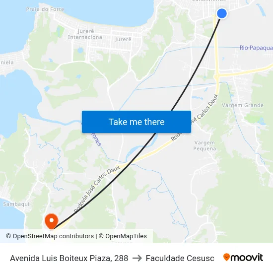 Avenida Luis Boiteux Piaza, 288 to Faculdade Cesusc map