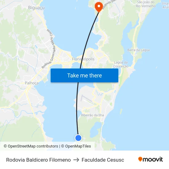 Rodovia Baldicero Filomeno to Faculdade Cesusc map