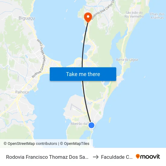 Rodovia Francisco Thomaz Dos Santos - Sc-406 to Faculdade Cesusc map