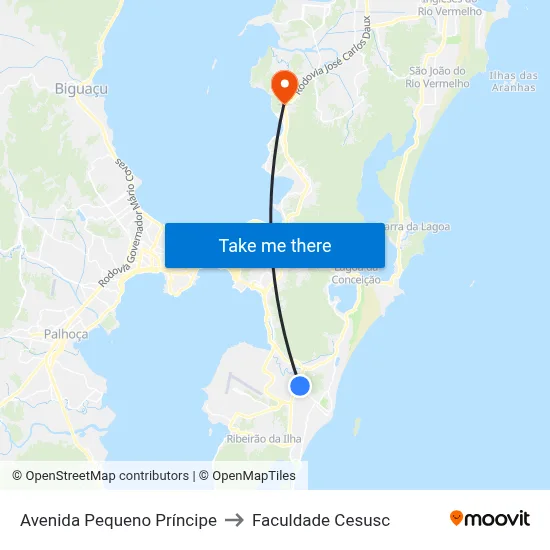 Avenida Pequeno Príncipe to Faculdade Cesusc map
