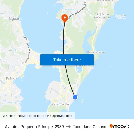 Avenida Pequeno Príncipe, 2939 to Faculdade Cesusc map