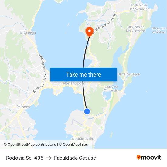 Rodovia Sc- 405 to Faculdade Cesusc map