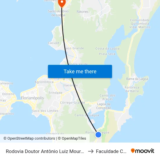 Rodovia Doutor Antônio Luiz Moura Gonzaga to Faculdade Cesusc map