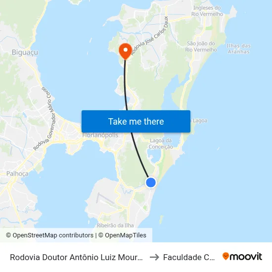 Rodovia Doutor Antônio Luiz Moura Gonzaga to Faculdade Cesusc map