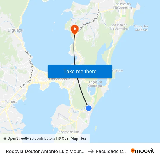 Rodovia Doutor Antônio Luiz Moura Gonzaga to Faculdade Cesusc map