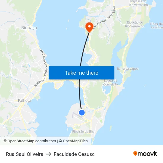 Rua Saul Oliveira to Faculdade Cesusc map