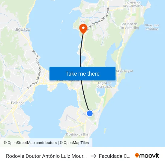 Rodovia Doutor Antônio Luiz Moura Gonzaga to Faculdade Cesusc map