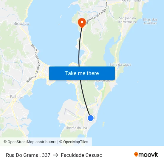 Rua Do Gramal, 337 to Faculdade Cesusc map