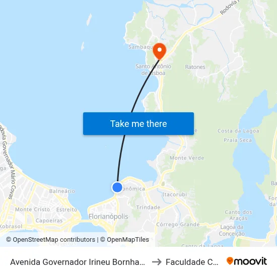 Avenida Governador Irineu Bornhausen 3400 to Faculdade Cesusc map