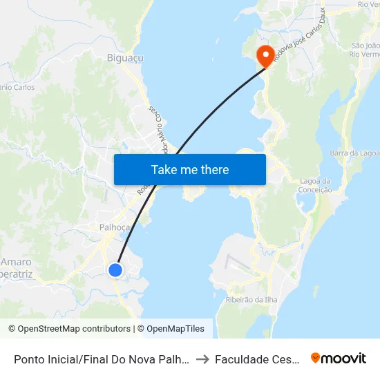 Ponto Inicial/Final Do Nova Palhoça to Faculdade Cesusc map