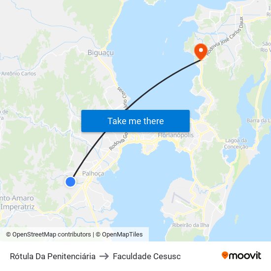 Rótula Da Penitenciária to Faculdade Cesusc map