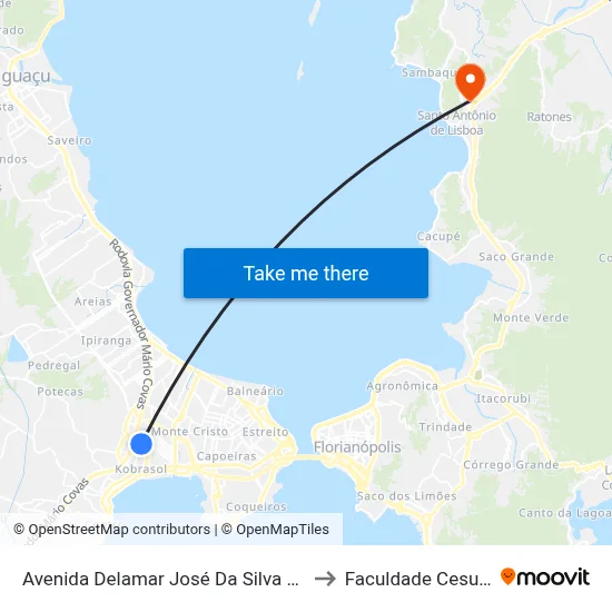 Avenida Delamar José Da Silva 269 to Faculdade Cesusc map