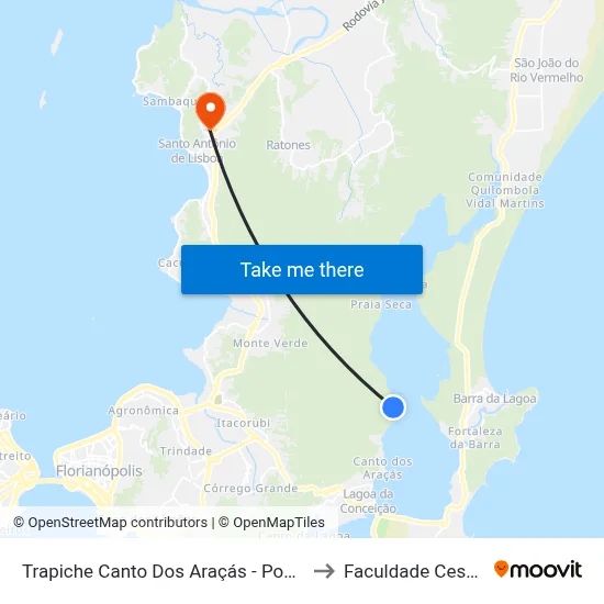 Trapiche Canto Dos Araçás - Ponto 3 to Faculdade Cesusc map