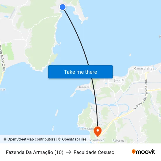Fazenda Da Armação (10) to Faculdade Cesusc map