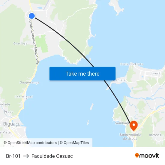 Br-101 to Faculdade Cesusc map