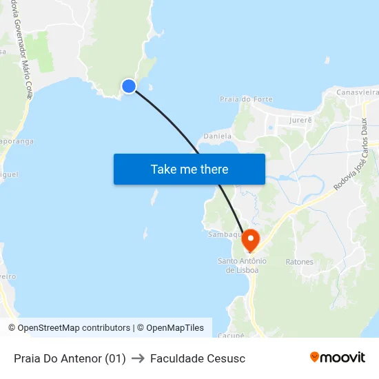 Praia Do Antenor (01) to Faculdade Cesusc map