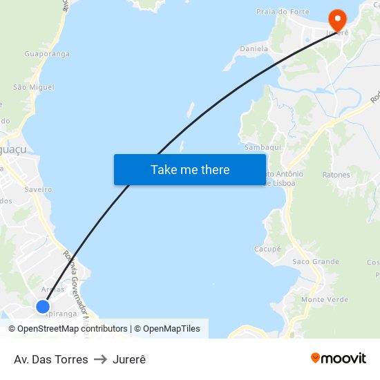 Av. Das Torres to Jurerê map