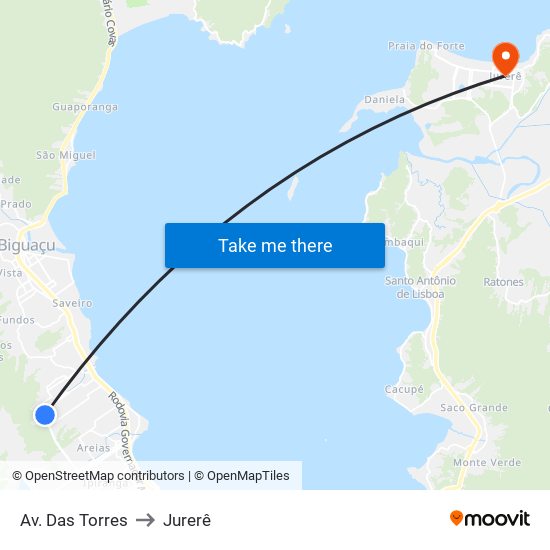 Av. Das Torres to Jurerê map