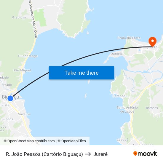 R. João Pessoa (Cartório Biguaçu) to Jurerê map