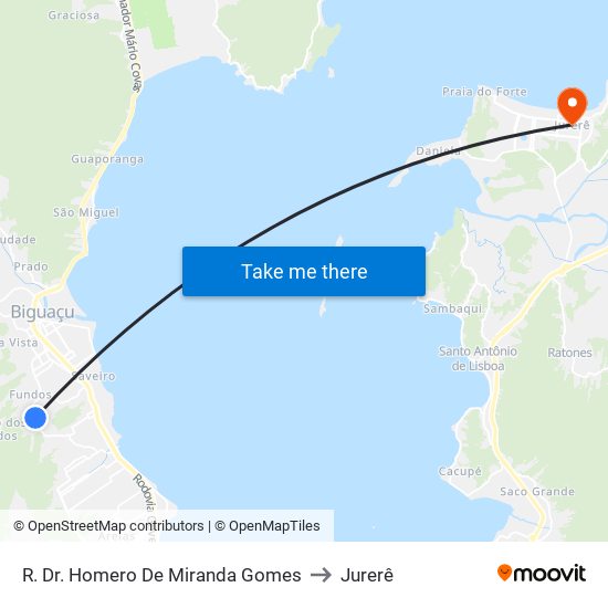 R. Dr. Homero De Miranda Gomes to Jurerê map