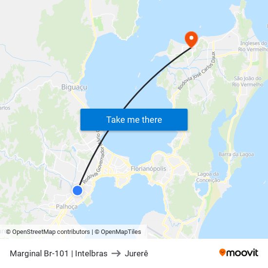 Marginal Br-101 | Intelbras to Jurerê map