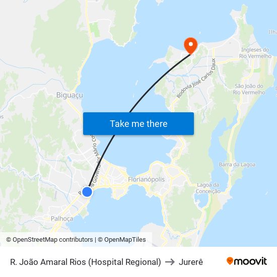 R. João Amaral Rios (Hospital Regional) to Jurerê map