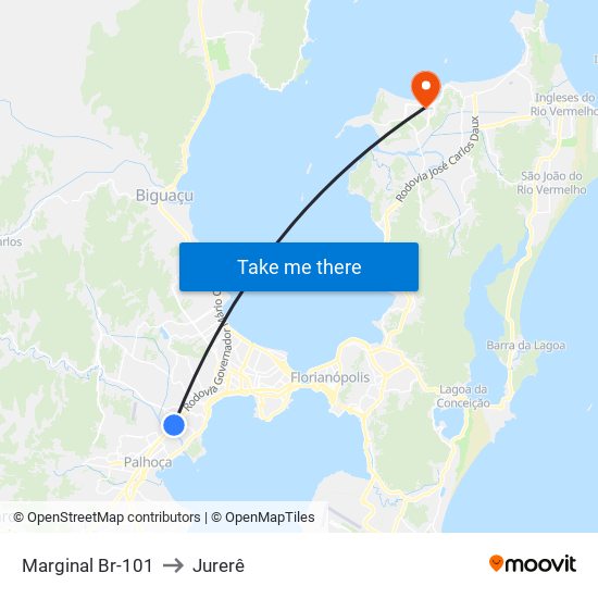 Marginal Br-101 to Jurerê map