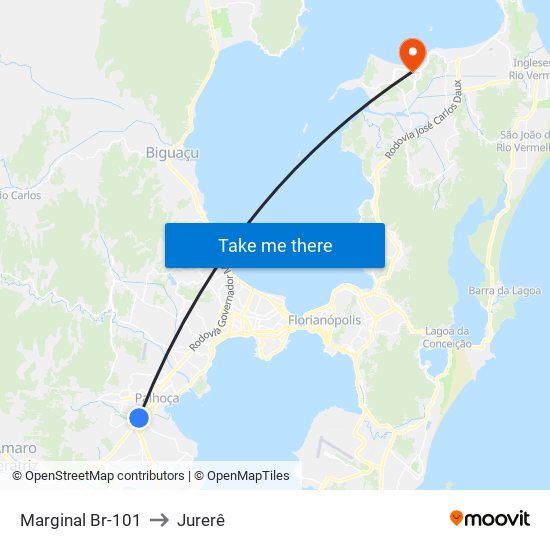 Marginal Br-101 to Jurerê map