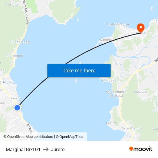 Marginal Br-101 to Jurerê map