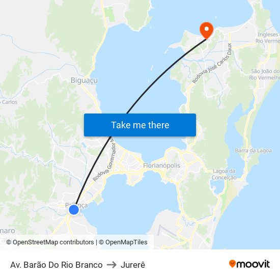 Av. Barão Do Rio Branco to Jurerê map