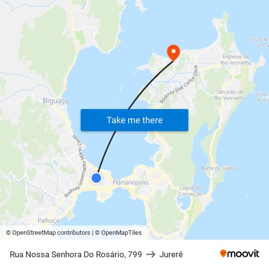 Rua Nossa Senhora Do Rosário, 799 to Jurerê map