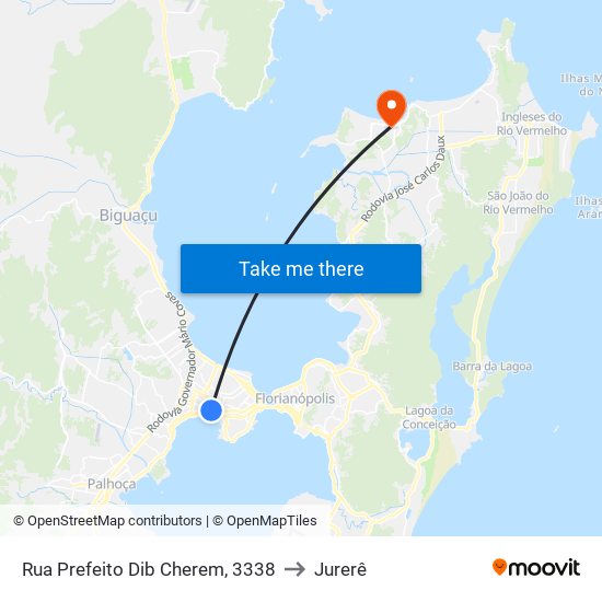 Rua Prefeito Dib Cherem, 3338 to Jurerê map