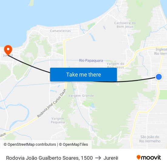 Rodovia João Gualberto Soares, 1500 to Jurerê map