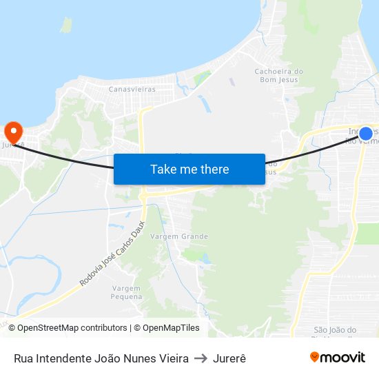Rua Intendente João Nunes Vieira to Jurerê map
