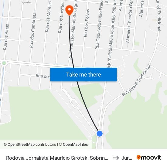 Rodovia Jornalista Maurício Sirotski Sobrinho, 5033 to Jurerê map