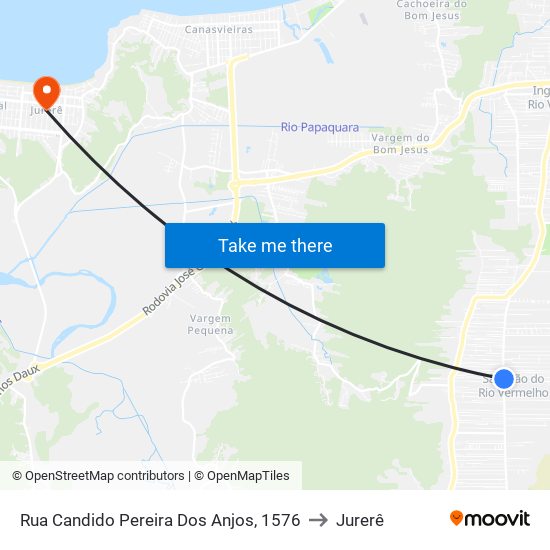 Rua Candido Pereira Dos Anjos, 1576 to Jurerê map