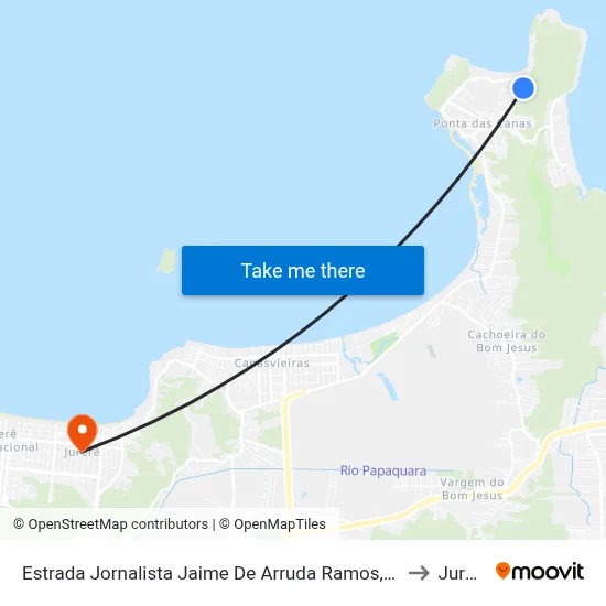 Estrada Jornalista Jaime De Arruda Ramos, 1972 to Jurerê map