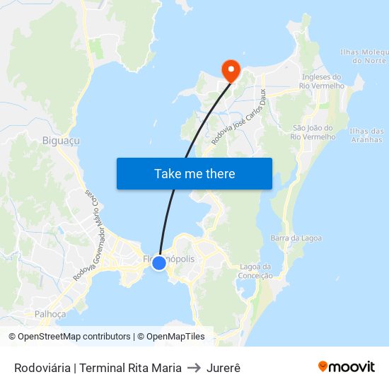 Rodoviária | Terminal Rita Maria to Jurerê map